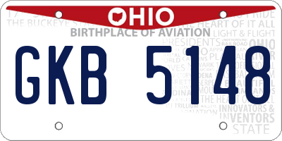 OH license plate GKB5148
