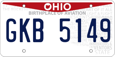 OH license plate GKB5149