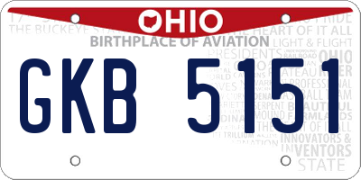 OH license plate GKB5151
