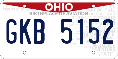 OH license plate GKB5152