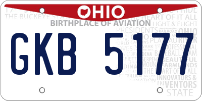 OH license plate GKB5177