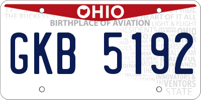 OH license plate GKB5192