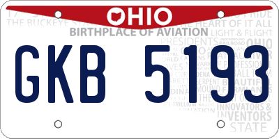OH license plate GKB5193