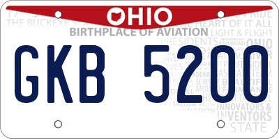 OH license plate GKB5200