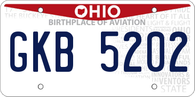OH license plate GKB5202