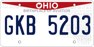 OH license plate GKB5203