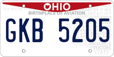 OH license plate GKB5205