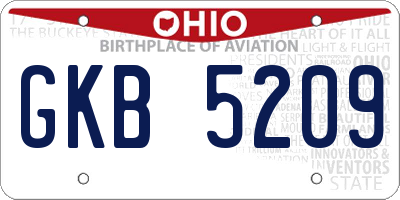 OH license plate GKB5209