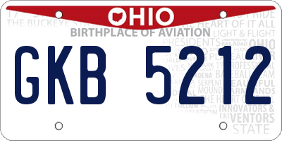 OH license plate GKB5212