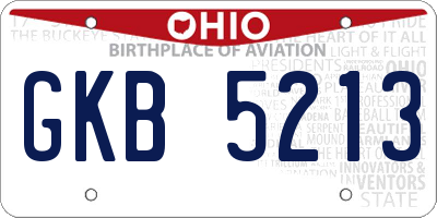 OH license plate GKB5213