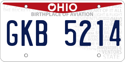 OH license plate GKB5214