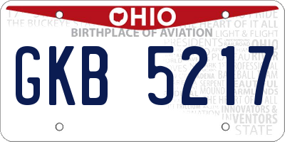 OH license plate GKB5217