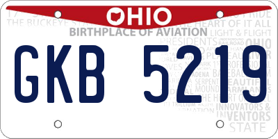 OH license plate GKB5219