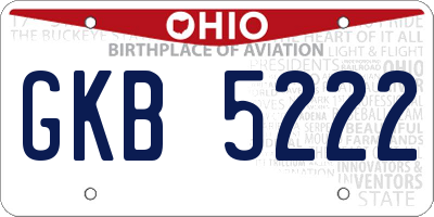 OH license plate GKB5222
