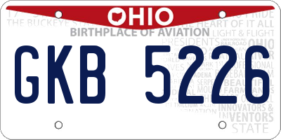 OH license plate GKB5226