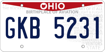 OH license plate GKB5231