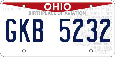 OH license plate GKB5232