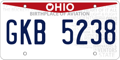 OH license plate GKB5238