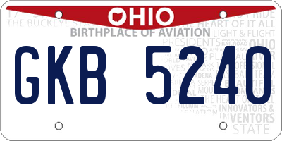 OH license plate GKB5240