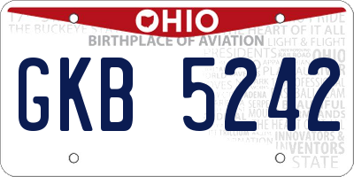 OH license plate GKB5242