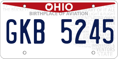 OH license plate GKB5245