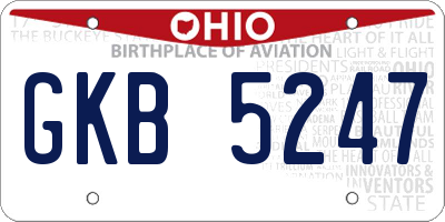 OH license plate GKB5247