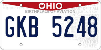 OH license plate GKB5248