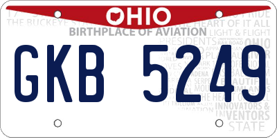 OH license plate GKB5249