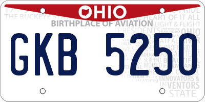 OH license plate GKB5250
