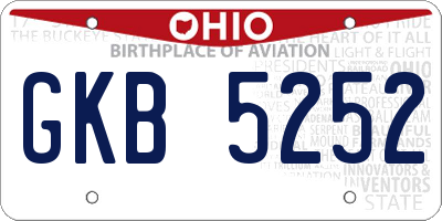 OH license plate GKB5252