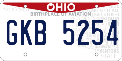 OH license plate GKB5254