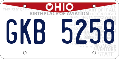 OH license plate GKB5258