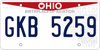 OH license plate GKB5259