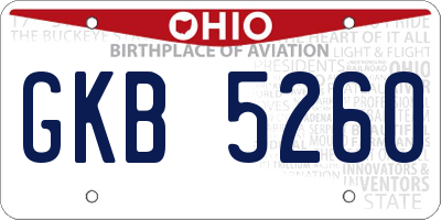 OH license plate GKB5260