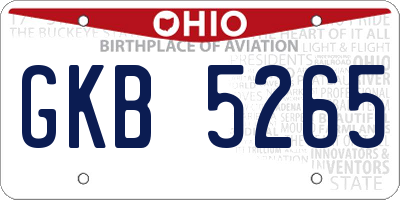 OH license plate GKB5265