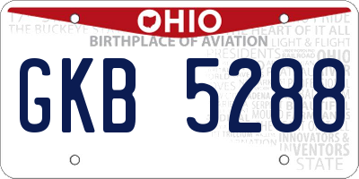 OH license plate GKB5288