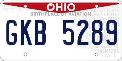OH license plate GKB5289