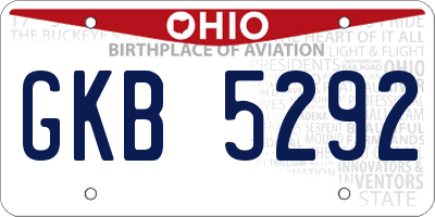 OH license plate GKB5292
