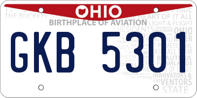 OH license plate GKB5301