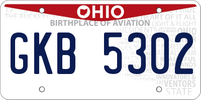 OH license plate GKB5302