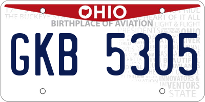 OH license plate GKB5305