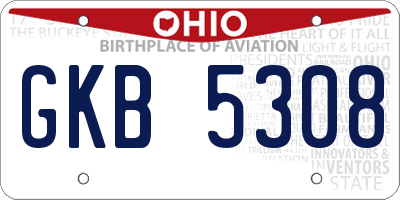 OH license plate GKB5308