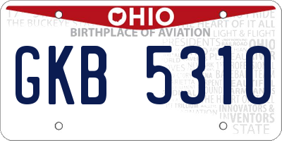 OH license plate GKB5310