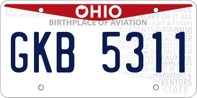 OH license plate GKB5311