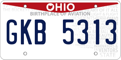 OH license plate GKB5313