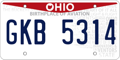 OH license plate GKB5314