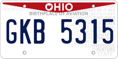 OH license plate GKB5315