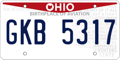 OH license plate GKB5317
