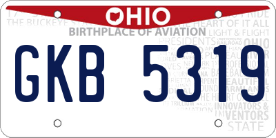OH license plate GKB5319