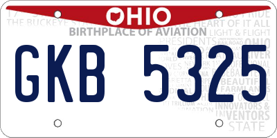 OH license plate GKB5325